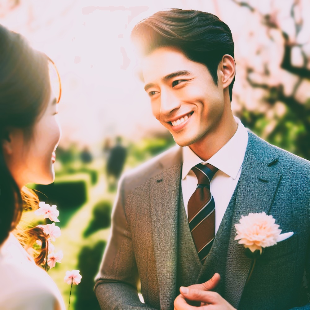 優しく語りかける男性